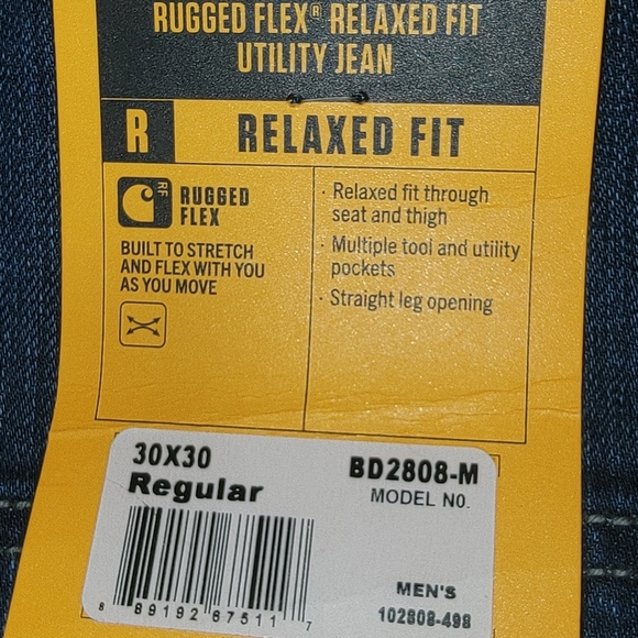 Carhartt 30 x 30 Regular BD2808 Rugged Flex Relaxed Utility Carpenter Jeans Mens - Picture 9 of 14